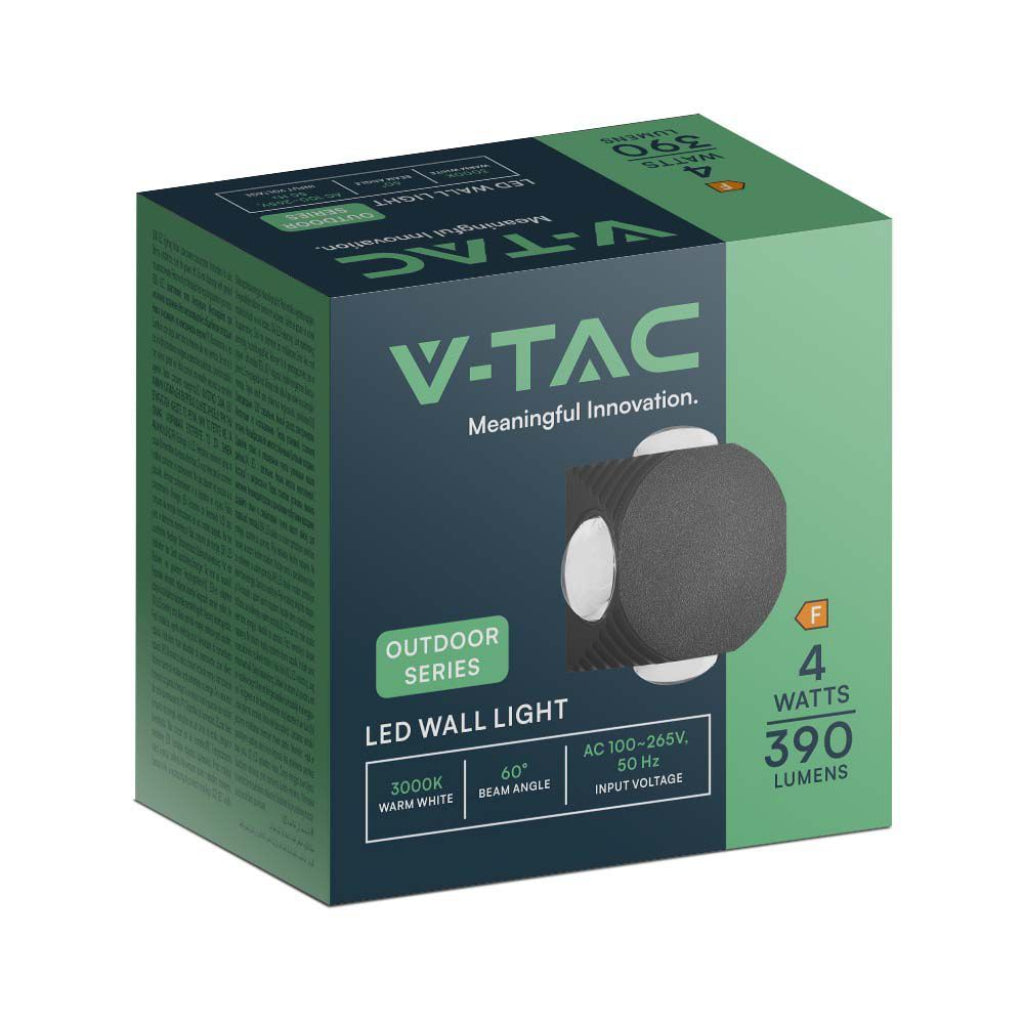 V-TAC Applique LED da Muro 4W con 4 Fasci Luminosi Corpo Nero 4000K IP54 V-TAC Applique LED da Muro 4W con 4 Fasci Luminosi Corpo Nero 4000K IP54